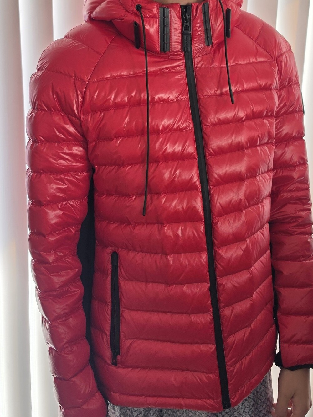 RUDSAK Men's Red Quilted Hooded Puffer Jacket